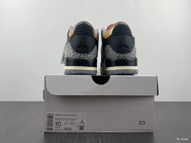 Reps TBK Jordan Air Black 3 Gold CK9246-067 WMNS 0724